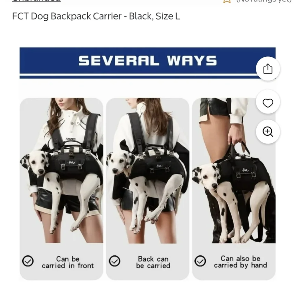 FCT Dog Backpack Carrier Black Size L
